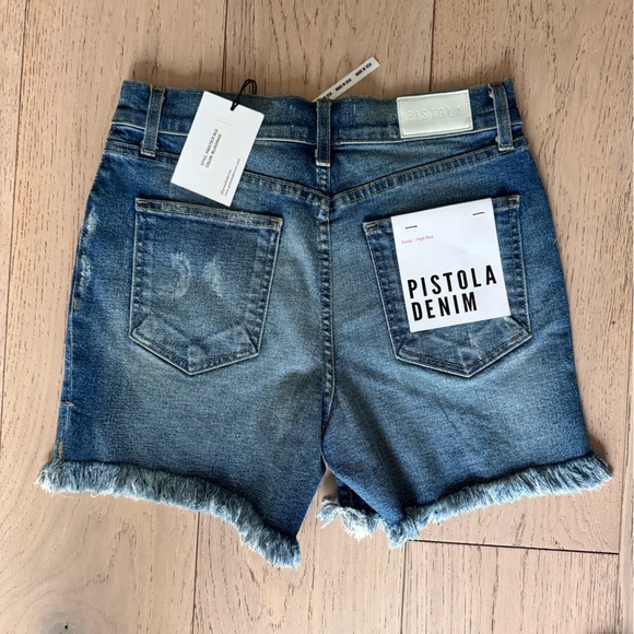 NEW Pistola Devin High Rise mom Jean Short Cutoff in Bluegrass - Picture 5 of 10